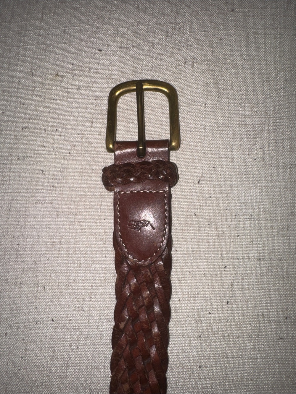 Polo by Ralph Lauren Braided Leather Belt - Brown with Brass Buckle